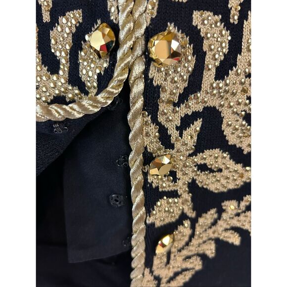 St.John Evening Collection Jacket  Marie Gray size 4 Black embroidered Gold Sant - Picture 8 of 9